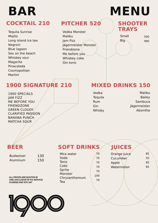 1900 menu