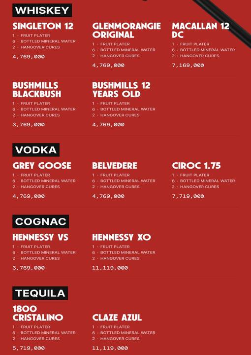 1900 bar menu coctail